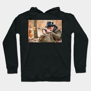 Hunter with gun in the forest Hoodie